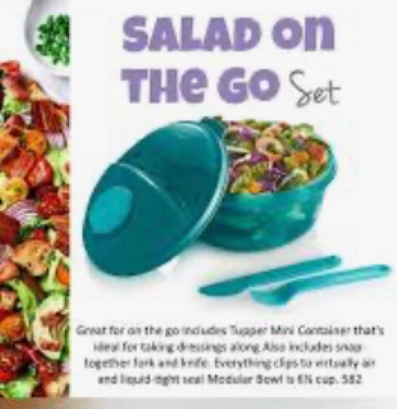 6 plus cup Tupperware Salad on the go set include smidget container and cutlery - Picture 2 of 4